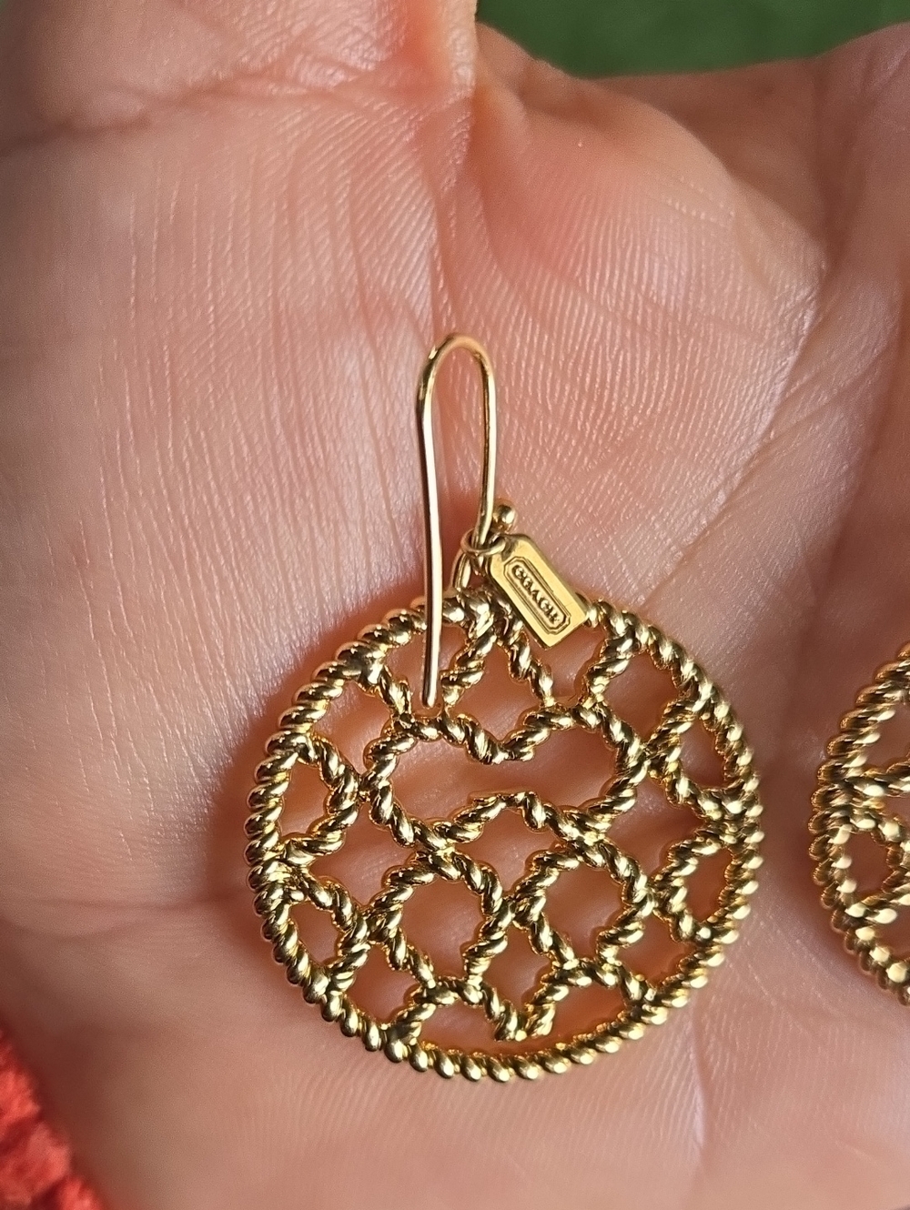 Coach Miranda Op Art Gold Tone Disc Earring